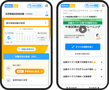 厳選過去問 & 学習カリキュラム